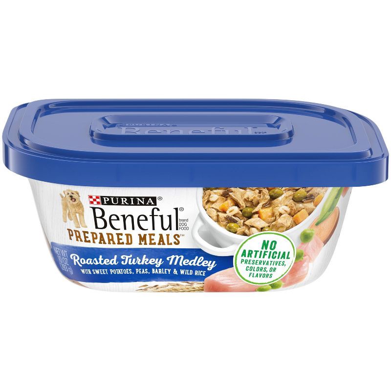 slide 1 of 5, Purina Beneful Prepared Meals Roasted Recipes Wet Dog Food Roasted Turkey Medley with Wild Rice, Sweet Potates, Peas & Barley - 10oz, 10 oz