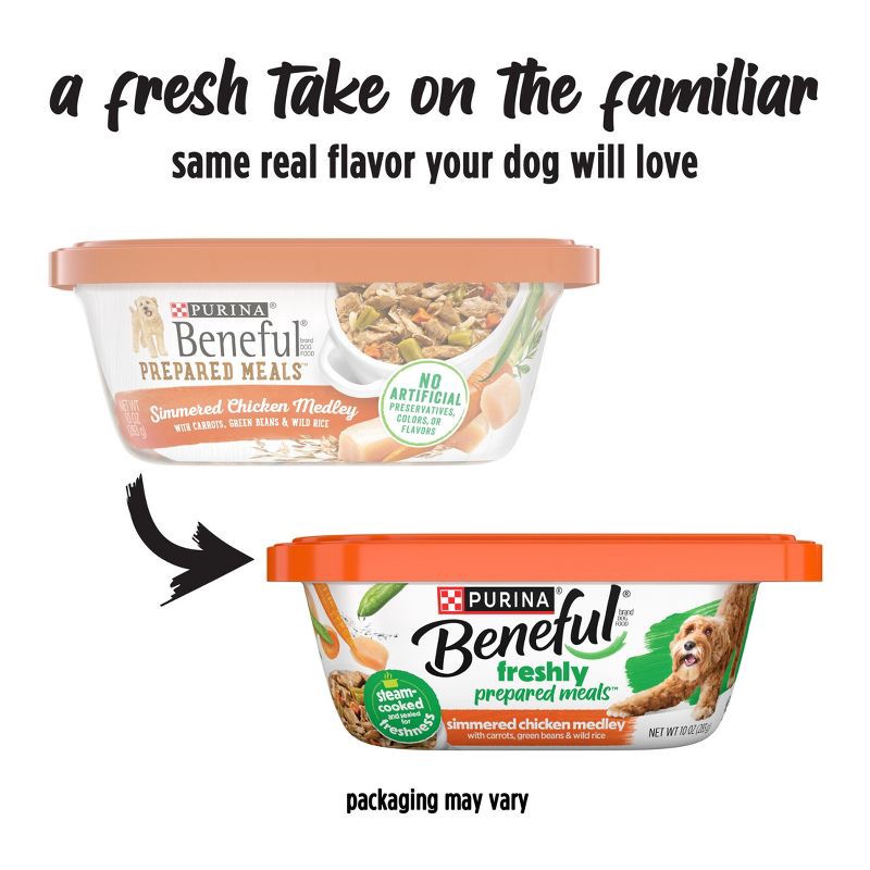 slide 3 of 12, Purina Beneful Prepared Meals Simmered Recipes Wet Dog Food Simmered Chicken Medley - 10oz, 10 oz