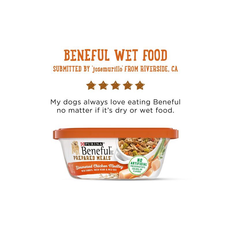 slide 8 of 12, Purina Beneful Prepared Meals Simmered Recipes Wet Dog Food Simmered Chicken Medley - 10oz, 10 oz