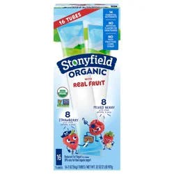 Stonyfield Organic Kids Strawberry & Mixed Berry Reduced Fat Yogurt Tubes, 16 Ct