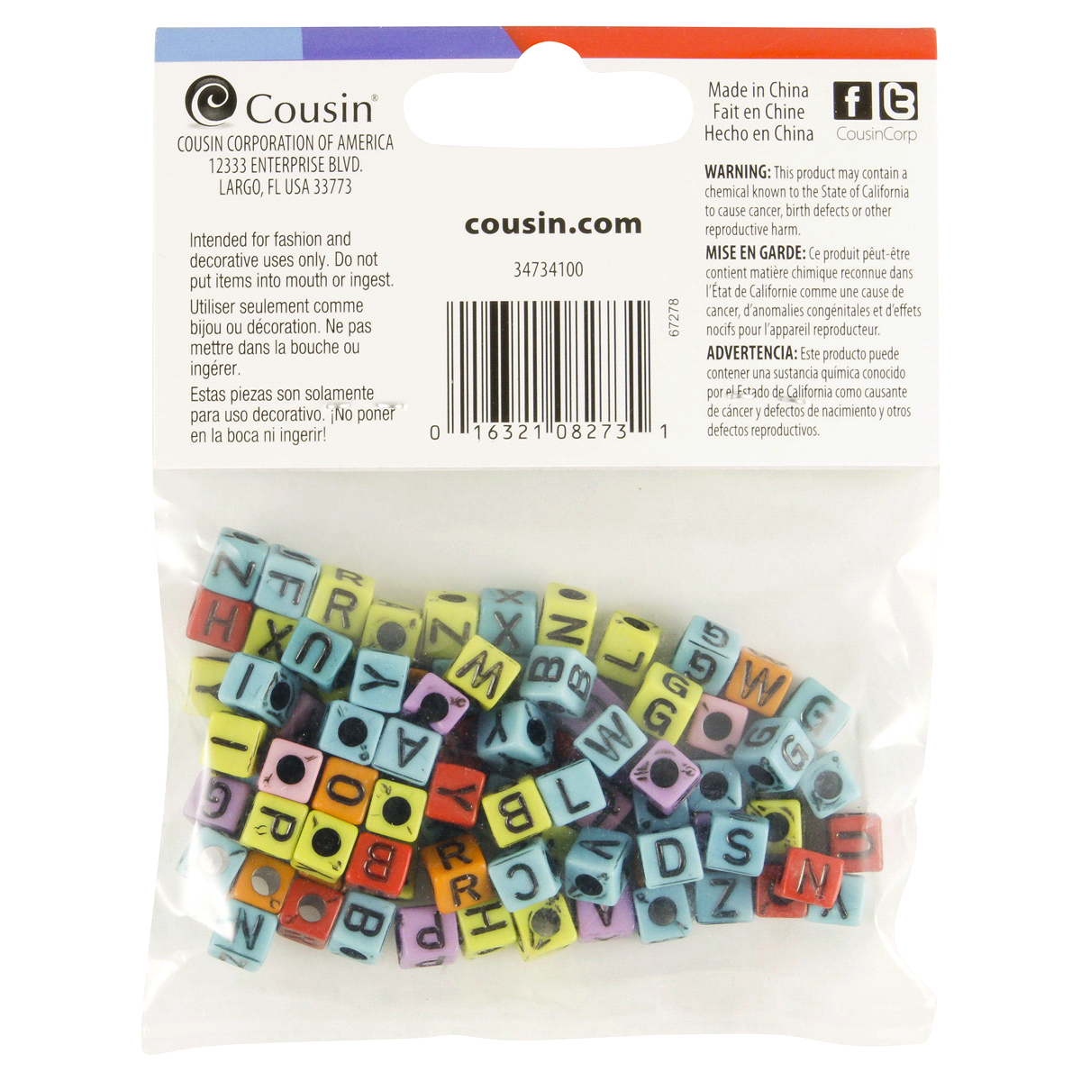 slide 2 of 2, Cousin Square Rainbow Pony Beads, 85 ct