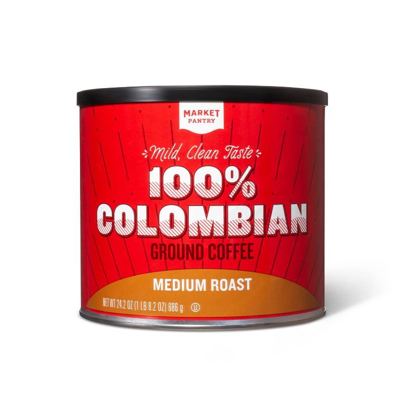 slide 1 of 3, 100% Colombian Medium Roast Ground Coffee - 24.2oz - Market Pantry™, 24.2 oz