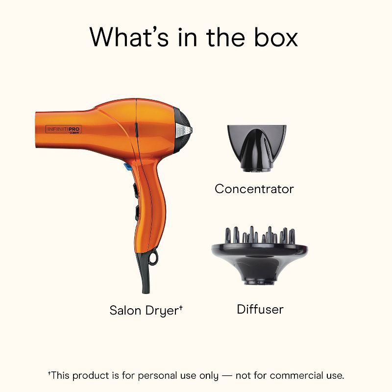 slide 10 of 10, INFINITI PRO CONAIR Orange Quick Styling Salon Hair Dryer - AC Motor, 1875 Watts, 1 ct