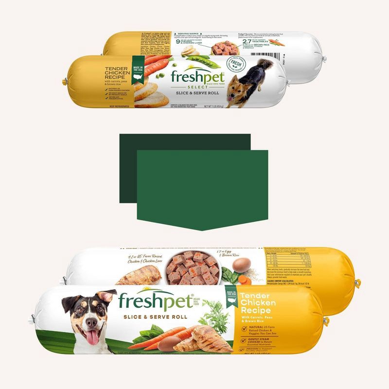 slide 3 of 4, Freshpet Select Roll Tender Chicken and Vegetable Recipe Refrigerated Wet Dog Food - 1lbs, 1 lb