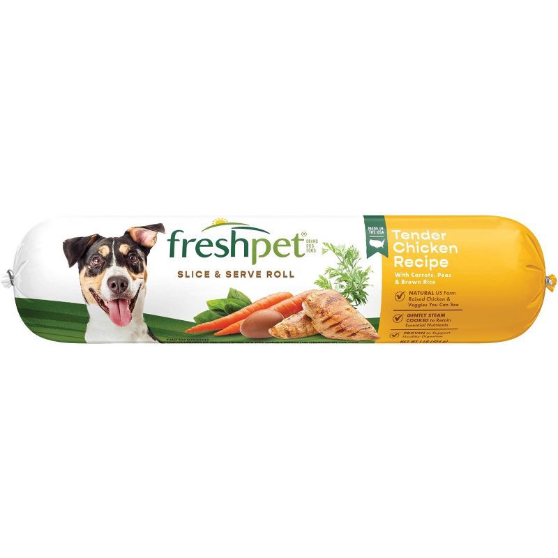 slide 1 of 4, Freshpet Select Roll Tender Chicken and Vegetable Recipe Refrigerated Wet Dog Food - 1lbs, 1 lb