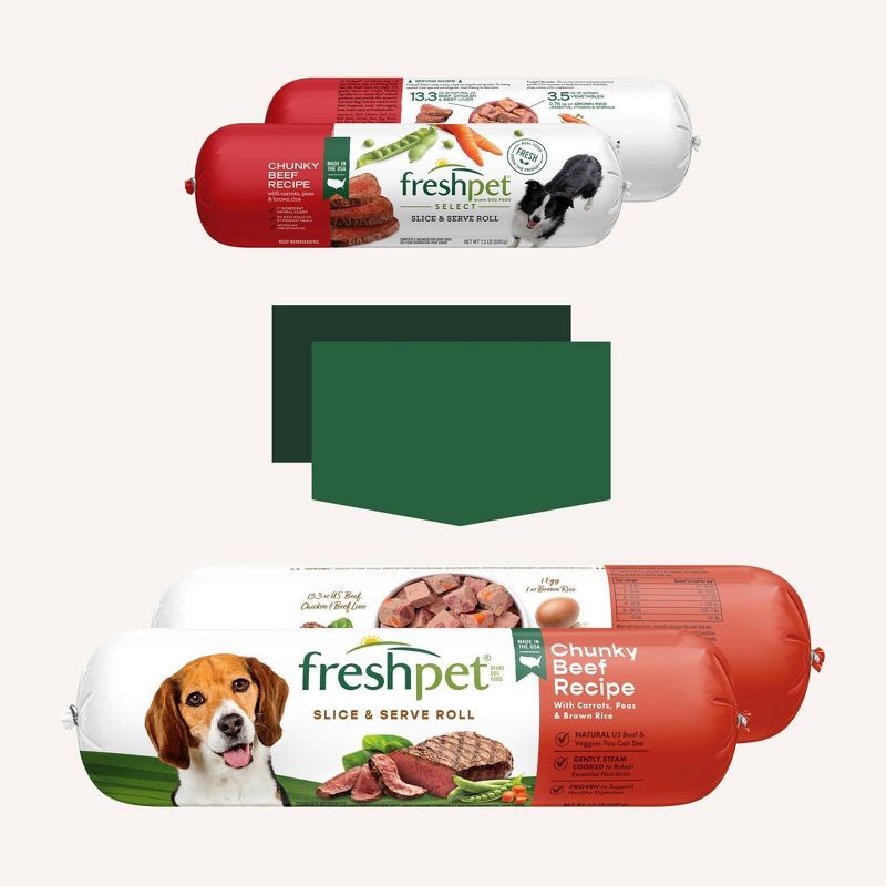 slide 3 of 4, Freshpet Select Roll Chunky Vegetable and Beef Recipe Refrigerated Wet Dog Food - 1.5lbs, 1.5 lb