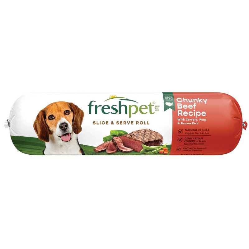 slide 1 of 4, Freshpet Select Roll Chunky Vegetable and Beef Recipe Refrigerated Wet Dog Food - 1.5lbs, 1.5 lb