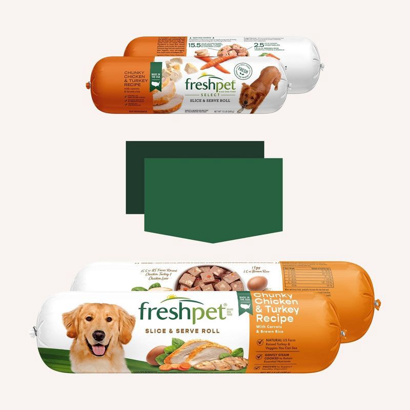 slide 4 of 5, Freshpet Select Roll Chunky Chicken, Vegetable & Turkey Recipe Refrigerated Wet Dog Food - 1.5lbs, 1.5 lb
