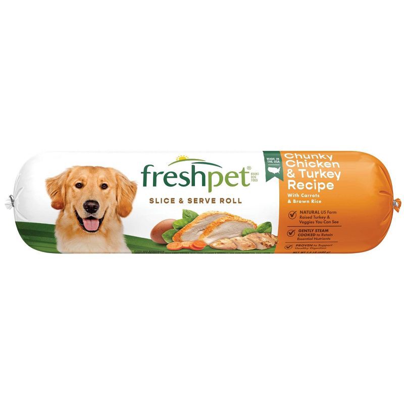 slide 1 of 5, Freshpet Select Roll Chunky Chicken, Vegetable & Turkey Recipe Refrigerated Wet Dog Food - 1.5lbs, 1.5 lb