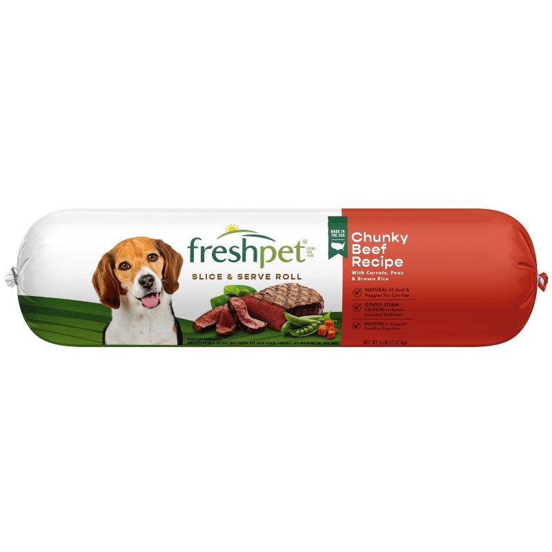 slide 1 of 3, Freshpet Select Roll Chunky Vegetable and Beef Recipe Refrigerated Wet Dog Food - 6lbs, 6 lb