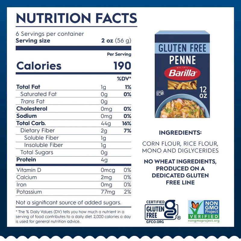 slide 8 of 8, Barilla Gluten Free Penne Pasta - 12oz, 12 oz