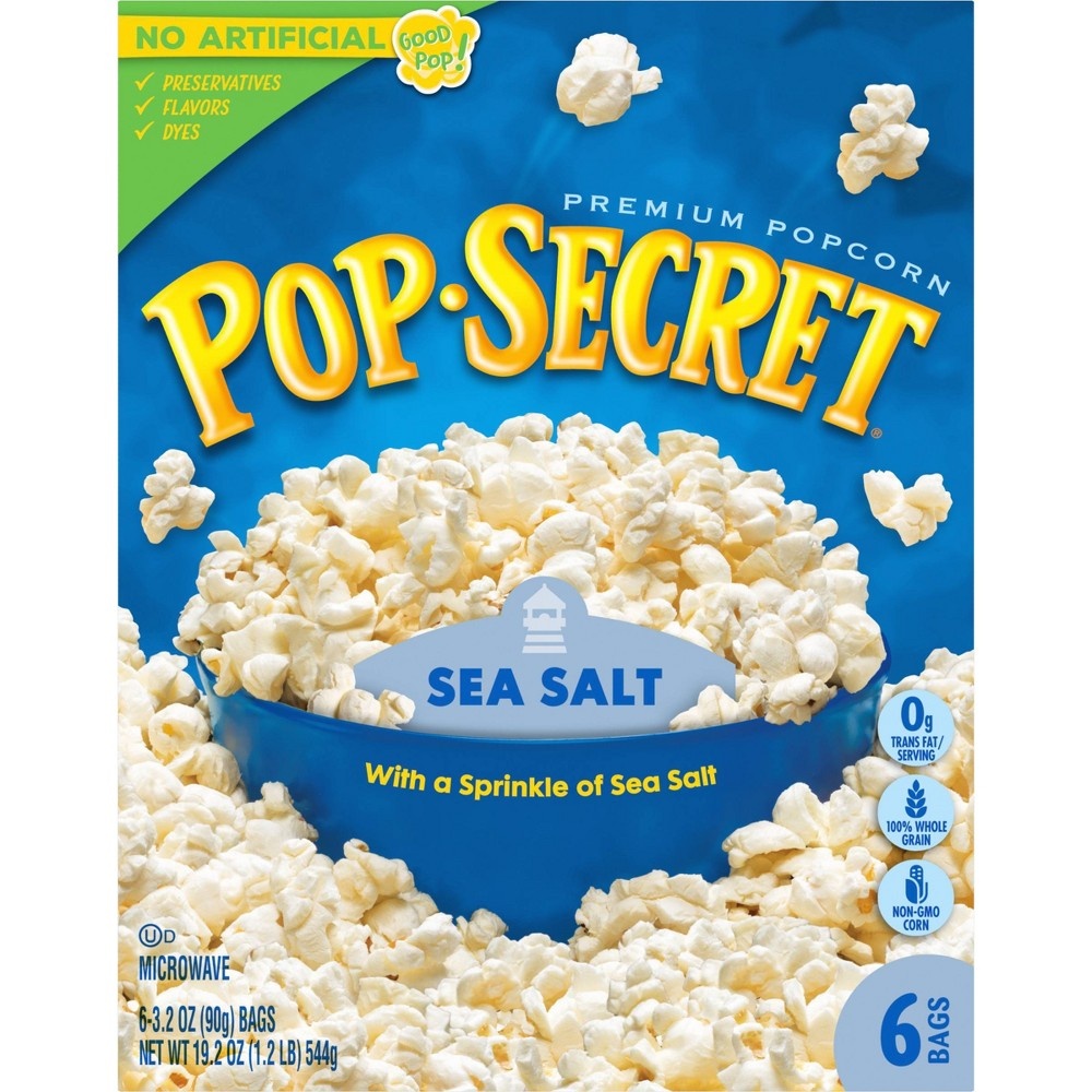 slide 2 of 6, Pop Secret Sea Salt Microwavable Popcorn, 6 ct; 3.2 oz