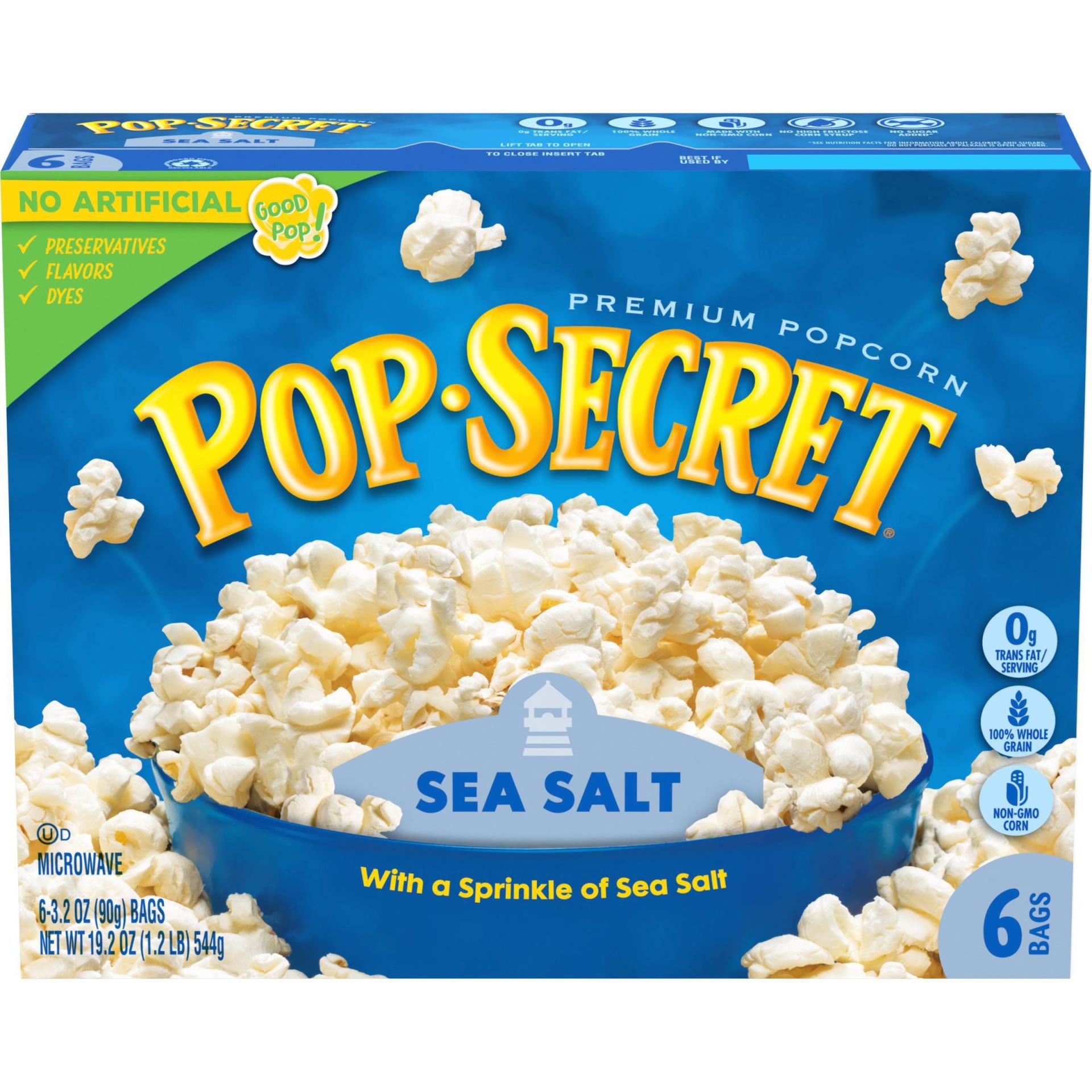 slide 1 of 6, Pop Secret Sea Salt Microwavable Popcorn, 6 ct; 3.2 oz