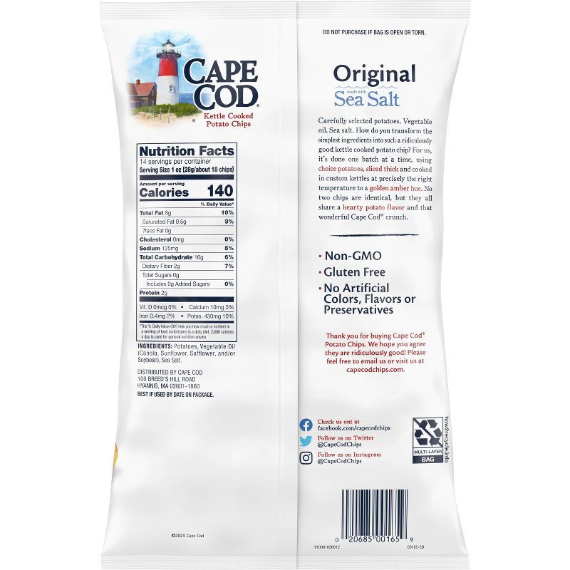 slide 5 of 7, Cape Cod Potato Chips Original Kettle Chips - 14oz, 14 oz