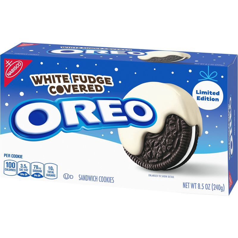 slide 5 of 13, Oreo White Fudge Covered Chocolate Sandwich Limited Edition Christmas Cookies - 8.5oz, 8.5 oz