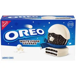 Oreo White Fudge Covered Chocolate Sandwich Limited Edition Christmas Cookies - 8.5oz