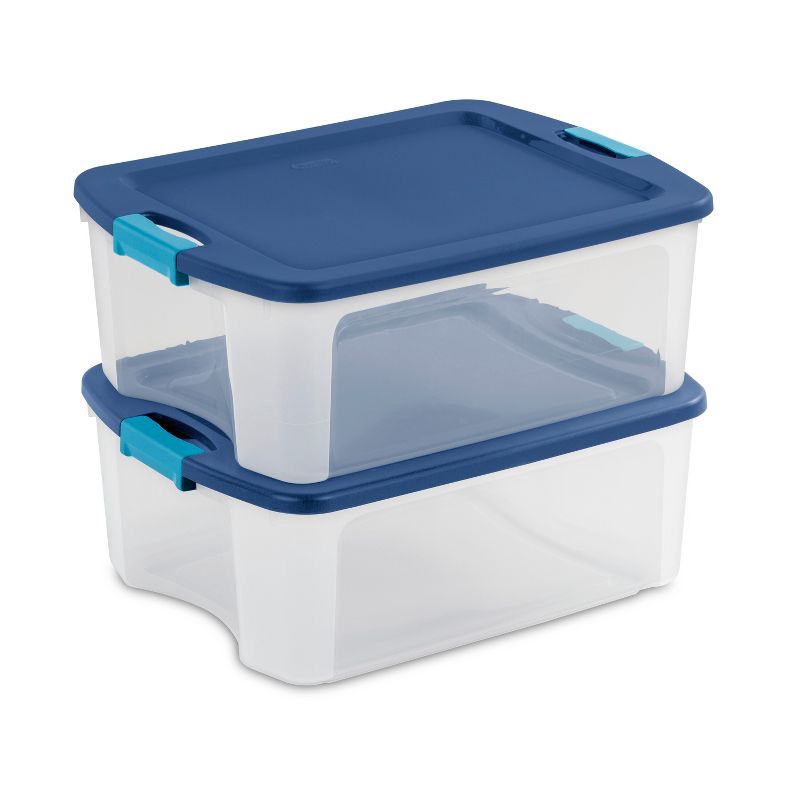 slide 12 of 13, Sterilite 12 Gal Latch & Carry Clear with Blue Lid and Blue Latches, 12 gal