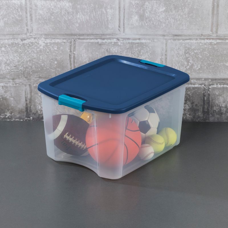 slide 6 of 12, Sterilite 18 Gal Latch & Carry Clear with Blue Lid and Blue Latches, 18 gal