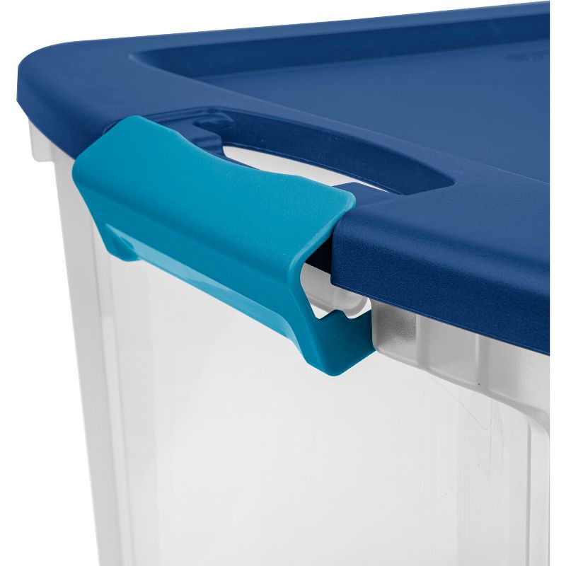 slide 9 of 12, Sterilite 18 Gal Latch & Carry Clear with Blue Lid and Blue Latches, 18 gal