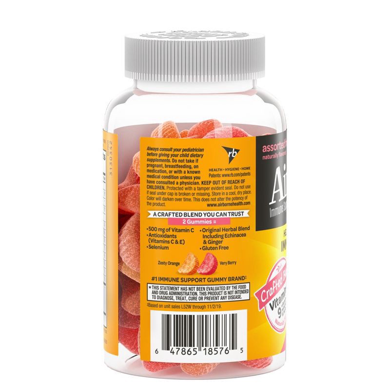 slide 3 of 8, Airborne Kids Immune Support Gummies with Vitamin C & Zinc - Assorted Fruit - 42ct, 42 ct