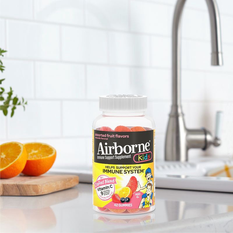 slide 5 of 8, Airborne Kids Immune Support Gummies with Vitamin C & Zinc - Assorted Fruit - 42ct, 42 ct