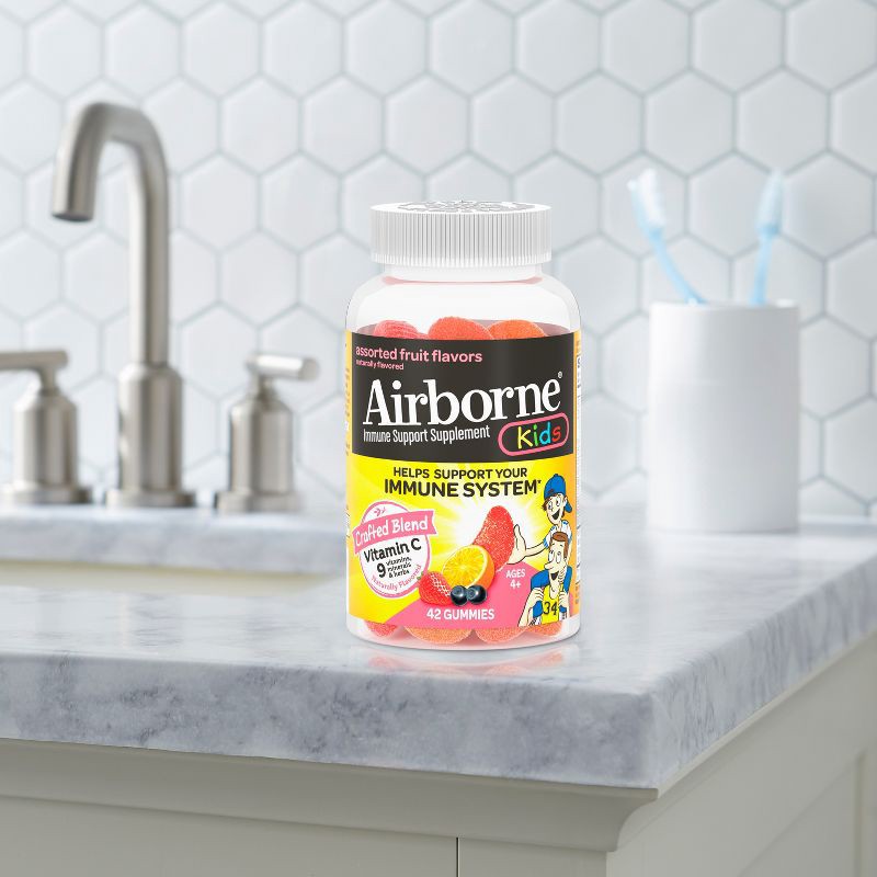 slide 7 of 8, Airborne Kids Immune Support Gummies with Vitamin C & Zinc - Assorted Fruit - 42ct, 42 ct