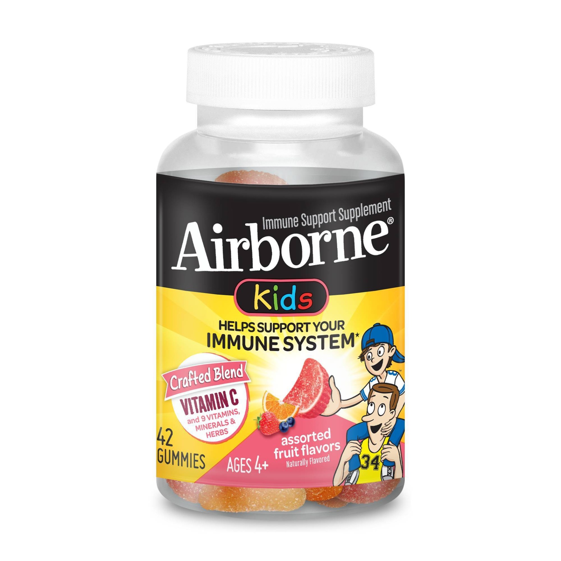 slide 1 of 8, Airborne Kids Immune Support Gummies with Vitamin C & Zinc - Assorted Fruit - 42ct, 42 ct