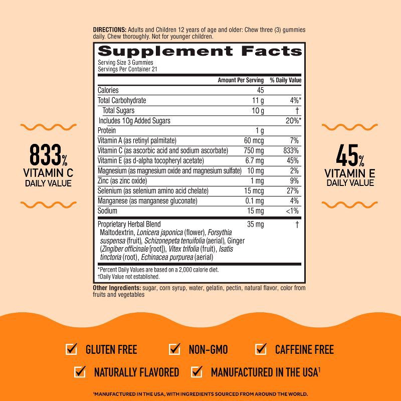 slide 3 of 8, Airborne Original Immune Support Gummies - Assorted Fruit Flavors - 42ct, 42 ct