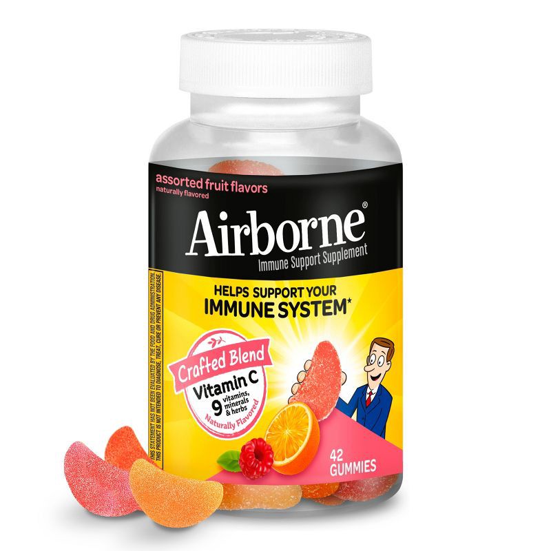 slide 1 of 8, Airborne Original Immune Support Gummies - Assorted Fruit Flavors - 42ct, 42 ct