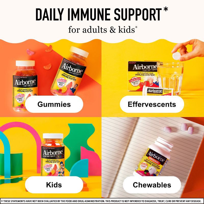 slide 6 of 8, Airborne Original Immune Support Gummies - Assorted Fruit Flavors - 42ct, 42 ct