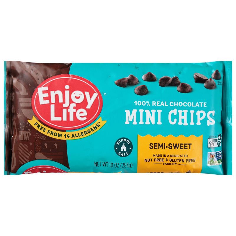 slide 1 of 8, Enjoy Life Semi-Sweet Gluten Free Dairy Free Vegan Mini Chocolate Chips - 10oz, 10 oz