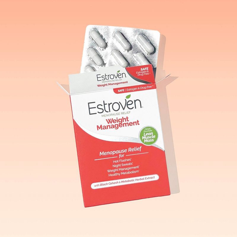 slide 2 of 8, Estroven Menopause Relief with Weight Management Dietary Supplement Capsules - 30ct, 30 ct