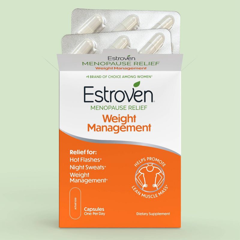 slide 2 of 9, Estroven Menopause Relief with Weight Management Dietary Supplement Capsules - 30ct, 30 ct