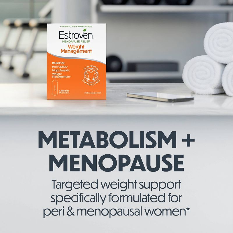 slide 4 of 9, Estroven Menopause Relief with Weight Management Dietary Supplement Capsules - 30ct, 30 ct