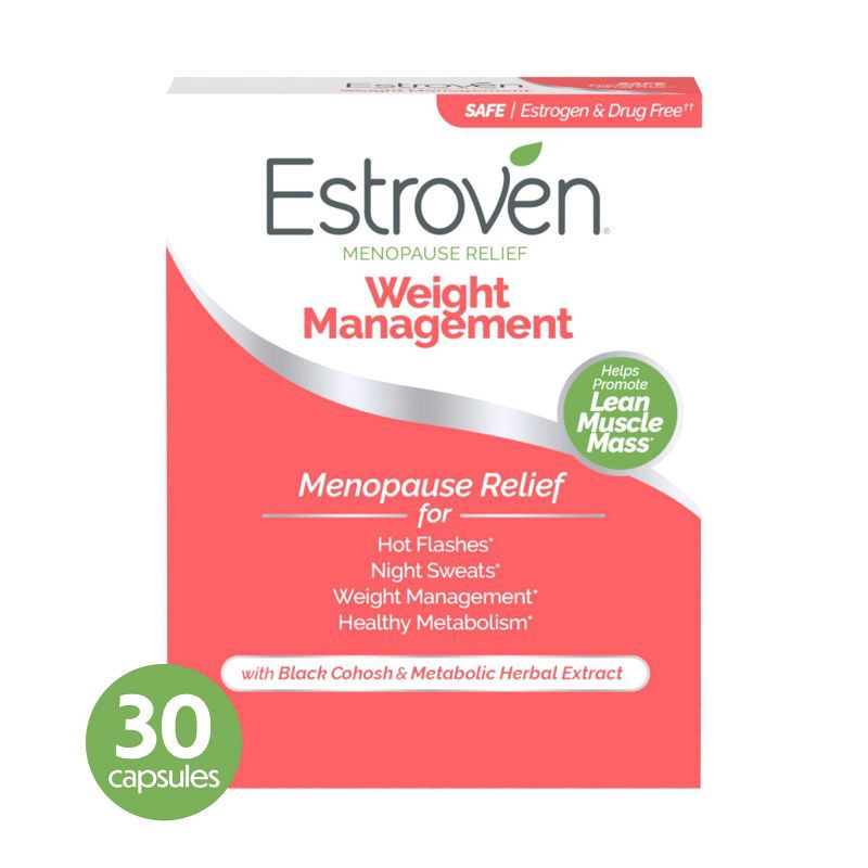 slide 1 of 8, Estroven Menopause Relief with Weight Management Dietary Supplement Capsules - 30ct, 30 ct