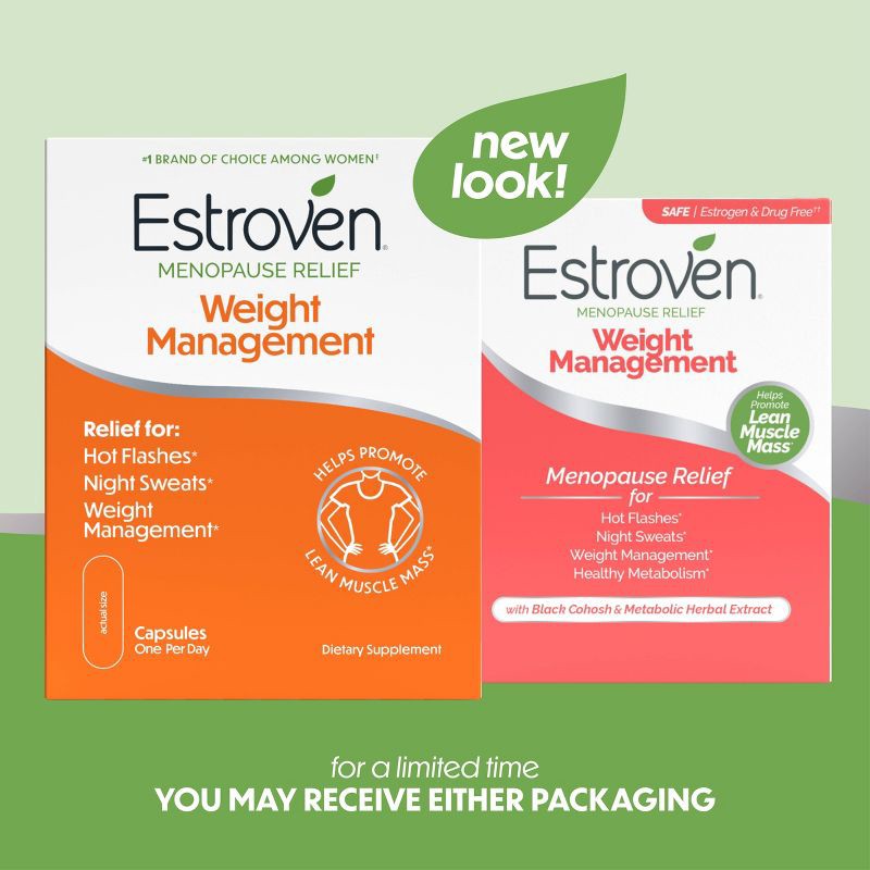slide 9 of 9, Estroven Menopause Relief with Weight Management Dietary Supplement Capsules - 30ct, 30 ct