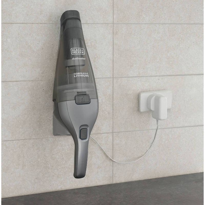 slide 12 of 14, BLACK+DECKER Compact Lithium Handheld Vacuum - Gray HNVC220BCZ01: Cordless Dustbuster, Portable Car Vacuum, Rechargeable, 1 ct
