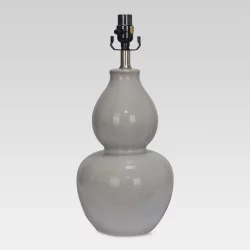 Ceramic Double Gourd Large Lamp Base Gray - Threshold