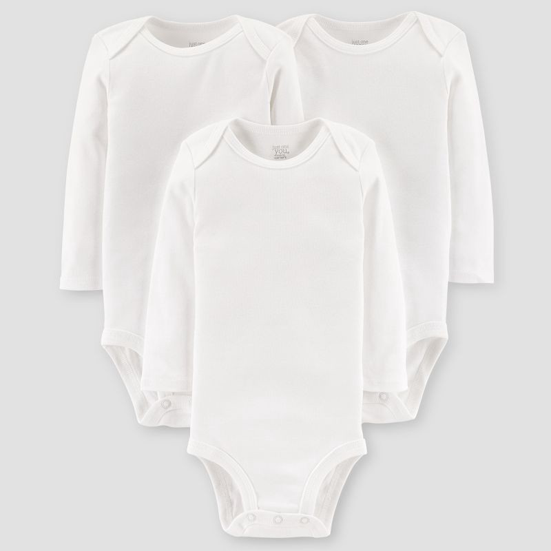 slide 1 of 3, Carter's Just One You® Baby 3pk Long Sleeve Bodysuit - White 12M, 3 ct