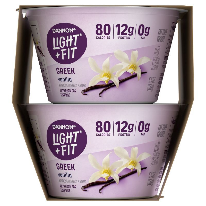 slide 11 of 13, Light + Fit Nonfat Gluten-Free Vanilla Greek Yogurt - 12g Protein 4ct/5.3oz Cups, 12 gram, 4 ct, 5.3 oz