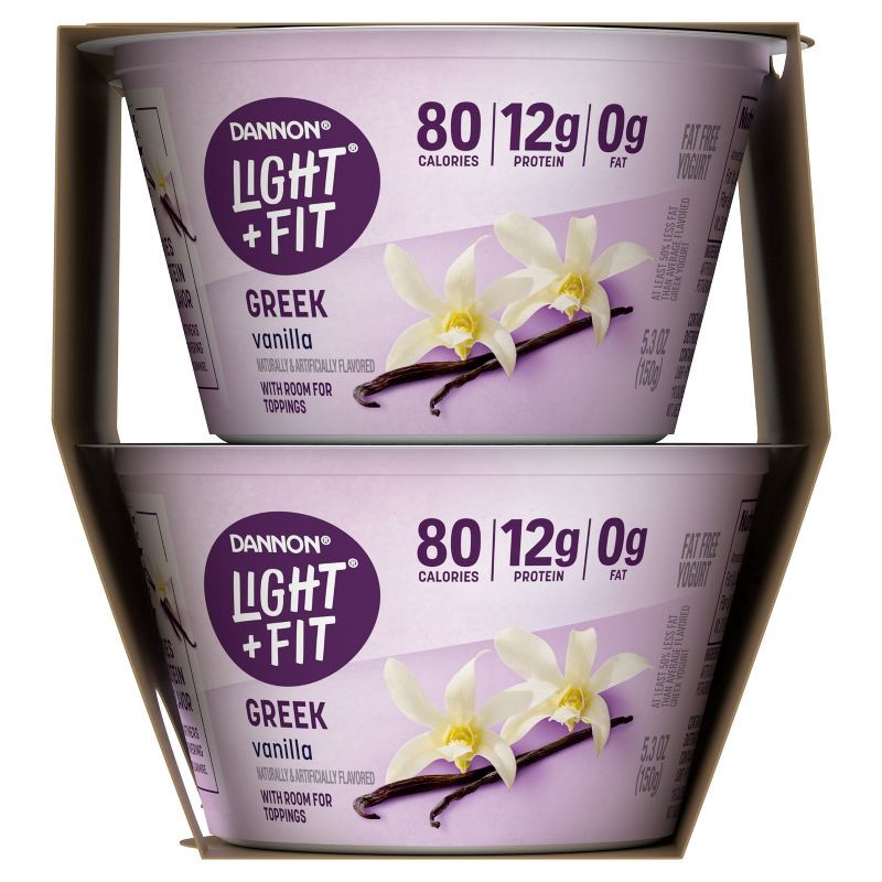 slide 13 of 13, Light + Fit Nonfat Gluten-Free Vanilla Greek Yogurt - 12g Protein 4ct/5.3oz Cups, 12 gram, 4 ct, 5.3 oz