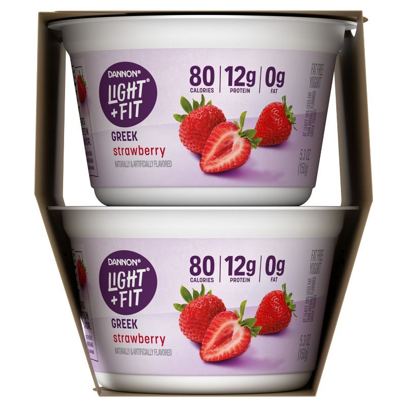slide 13 of 13, Light + Fit Nonfat Gluten-Free Strawberry Greek Yogurt - 12g Protein 4ct/5.3oz Cups, 12 gram, 4 ct, 5.3 oz