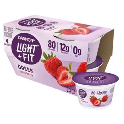 Light + Fit Nonfat Gluten-Free Strawberry Greek Yogurt - 12g Protein 4ct/5.3oz Cups
