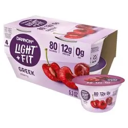 Light + Fit Nonfat Gluten-Free Cherry Greek Yogurt - 4ct/5.3oz Cups