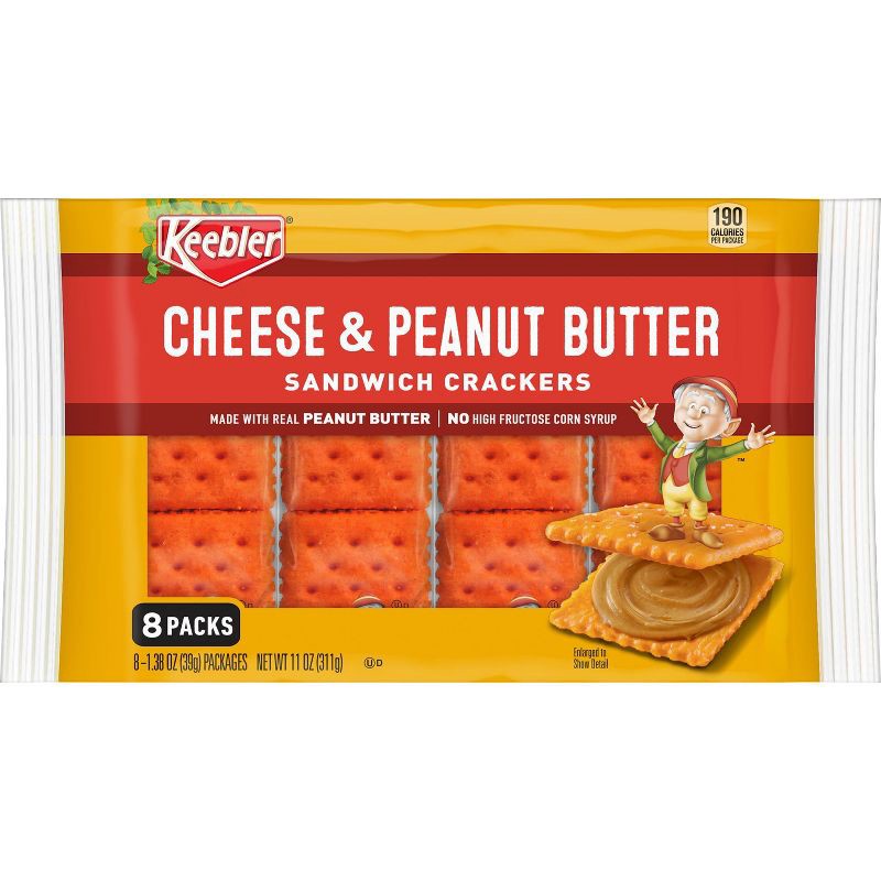 slide 2 of 8, Keebler Crackers Keebler Cheese & Peanut Butter Sandwich Crackers - 11oz/8ct, 8 ct; 11 oz