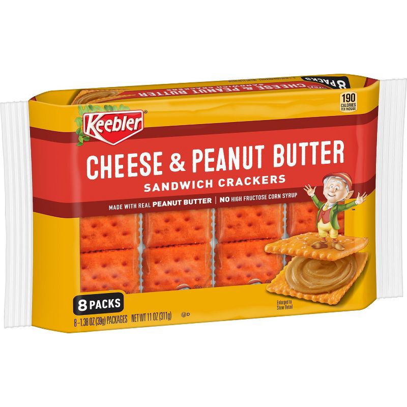 slide 1 of 8, Keebler Crackers Keebler Cheese & Peanut Butter Sandwich Crackers - 11oz/8ct, 8 ct; 11 oz