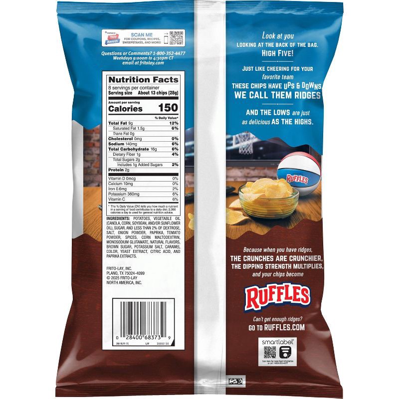 slide 2 of 6, Ruffles Smokehouse Style BBQ Potato Chips 8oz, 8.5 oz