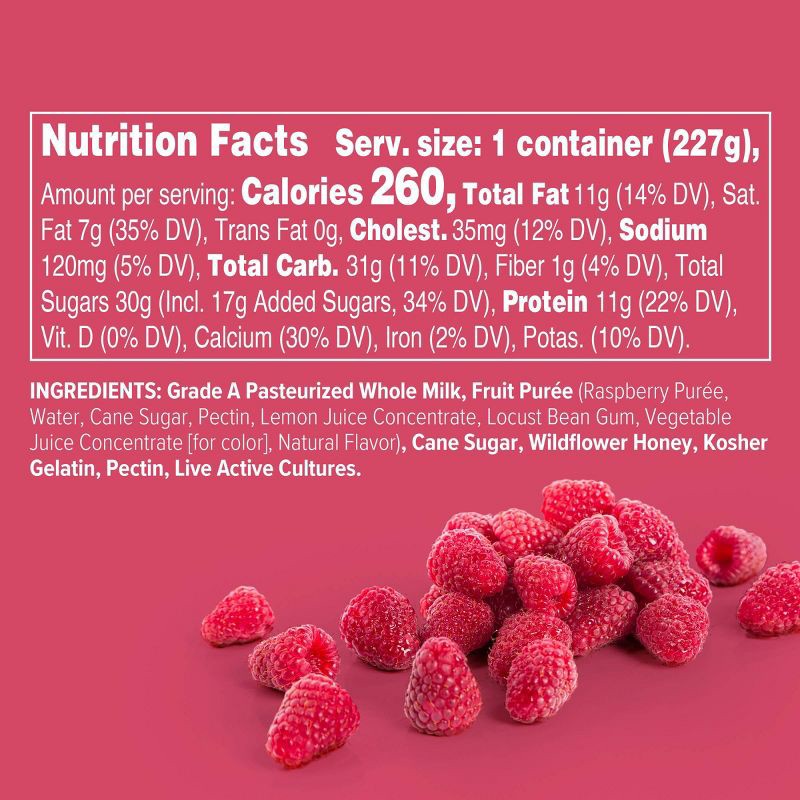 slide 3 of 6, noosa Raspberry Yogurt - 11g Protein 8oz, 11 gram, 8 oz