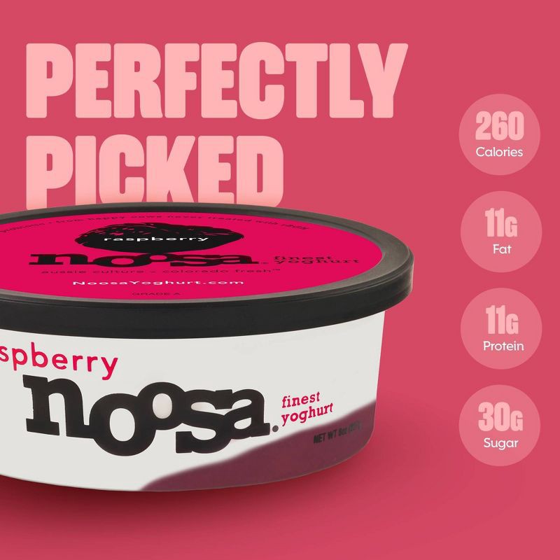 slide 6 of 6, noosa Raspberry Yogurt - 11g Protein 8oz, 11 gram, 8 oz