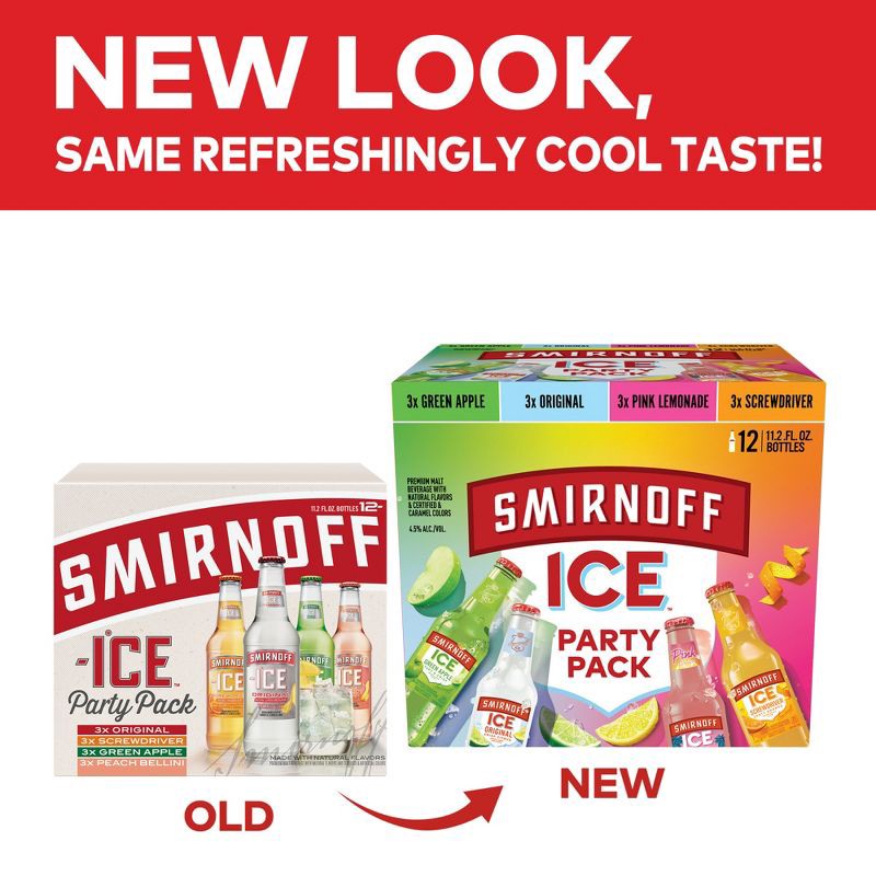 slide 3 of 9, Smirnoff Ice Party Pack - 12pk/11.2 fl oz Bottles, 12 ct, 11.2 fl oz